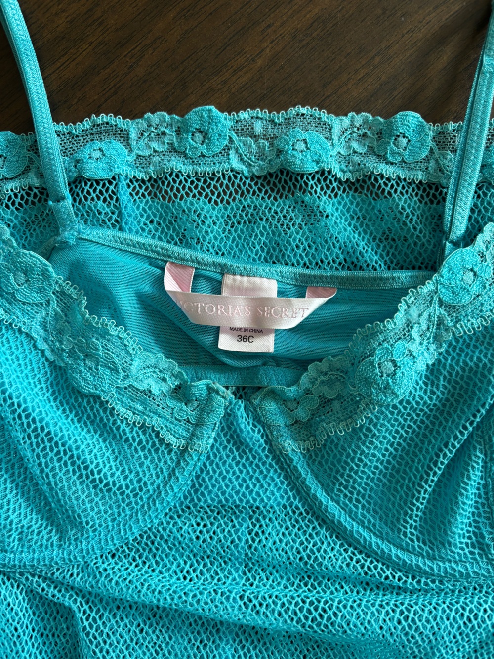 2003 Victoria's Secret Blue Fishnet Lace Dress Y2K Vintage - Picture 6 of 8
